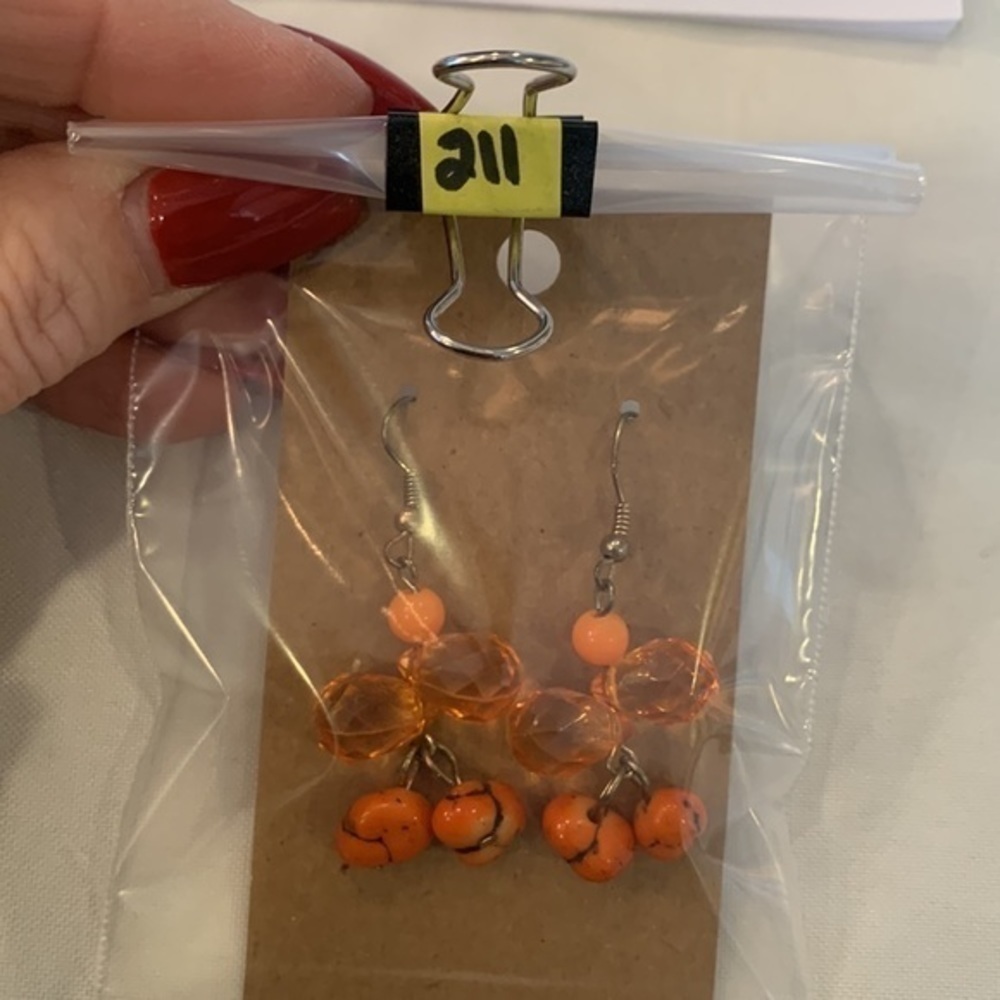 💐5/25 natural orange stone bead faceted teardrop glass bead dangle statement - Picture 6 of 6